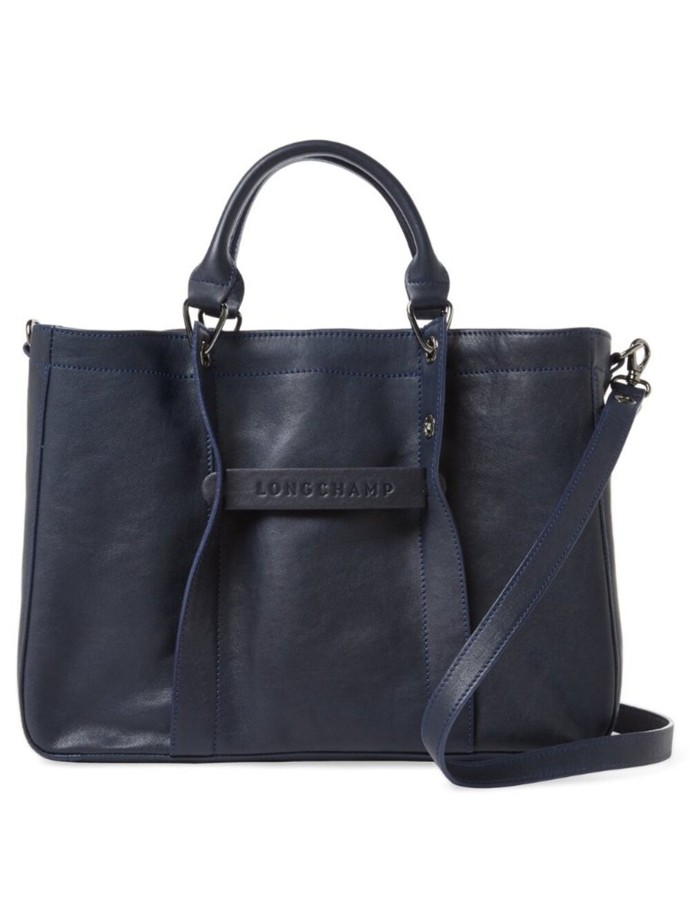 NWT LONGCHAMP 3D Medium Leather Satchel Midnight Blue 100% AUTHENTIC